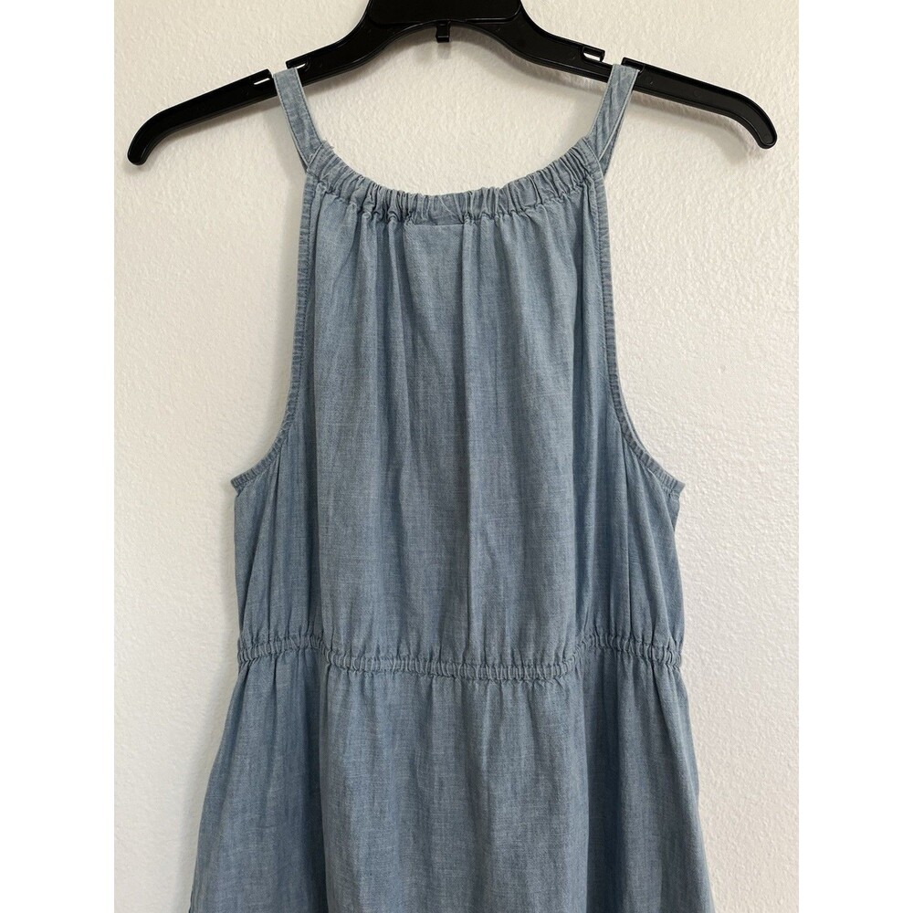St John’s Bay 100% Cotton Embroidered Maxi Dress Large Blue Halter-Fringe Boho - Picture 3 of 10